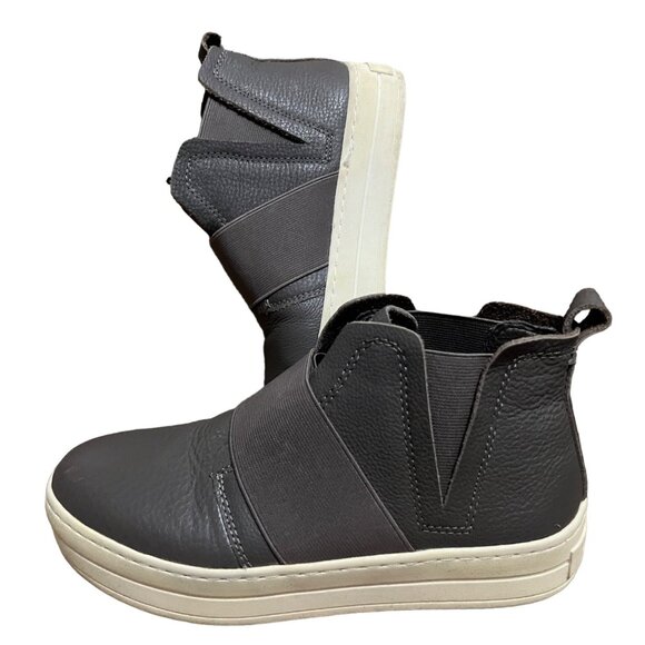 J Slides NYC Ankle Sneakers Gray Leather Sz 7 M Womens Flat - Picture 2 of 15